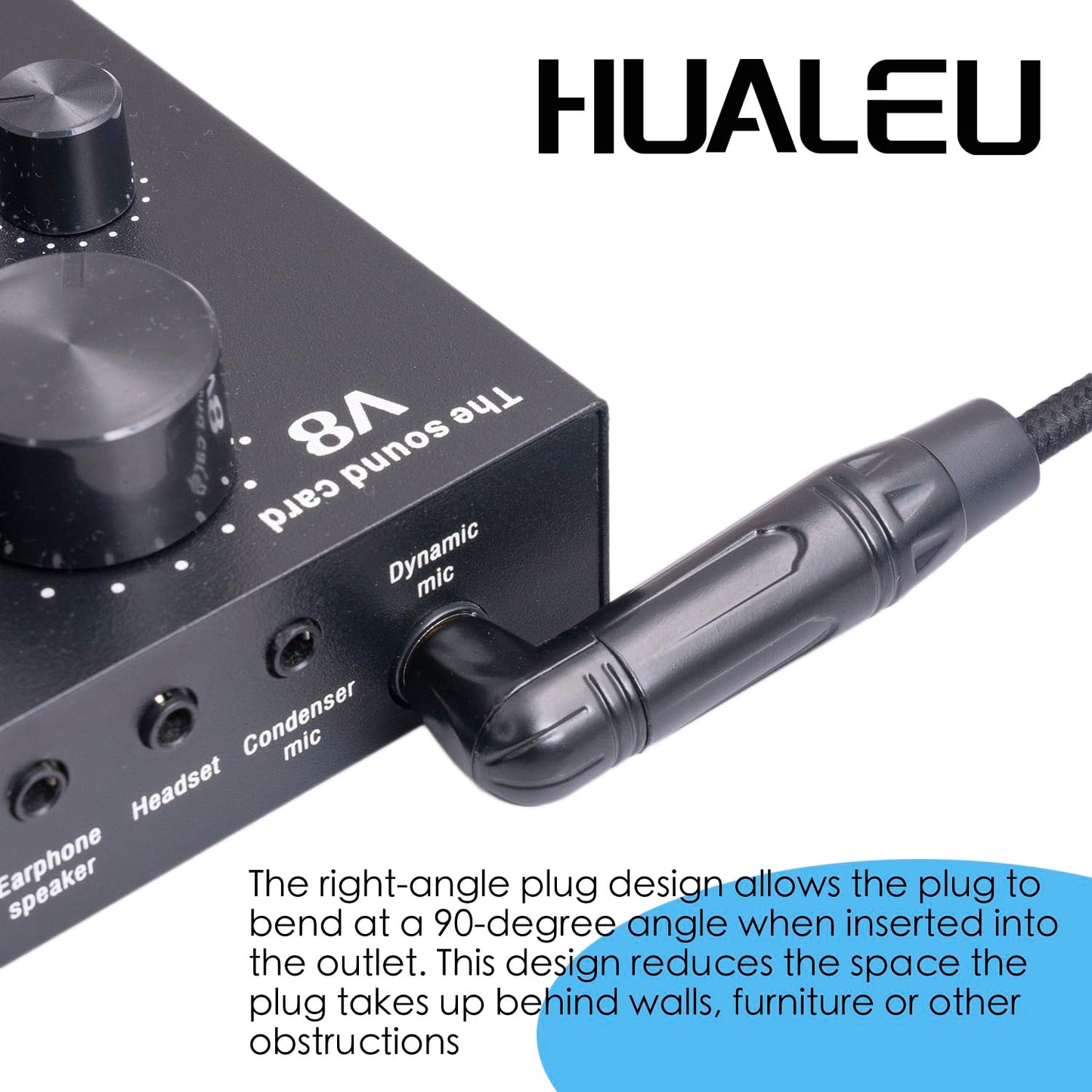 HUAELU 2Pack 1FT Right Angle Audio Cable, Male to Female, 6.35mm TRS Stereo to 1/4 Female Stereo Headphone Guitar Extension Cable Cord for Amplifiers