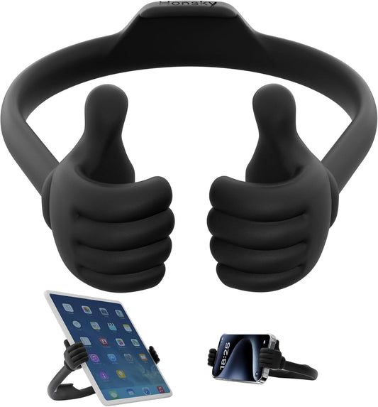 Honsky Thumbs Up Tablet Stand - Portable Monitor Stand Holder for Desktop, Universal Cute, Black