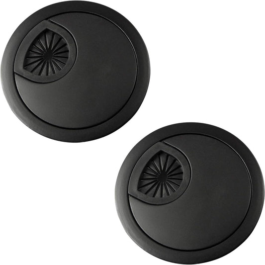 Desk Grommet for Wire Organizer,PC Computer Desk Plastic Grommet Cord, Tidy Cable Hole Cover Organizers,2 Pack (60mm, Black)