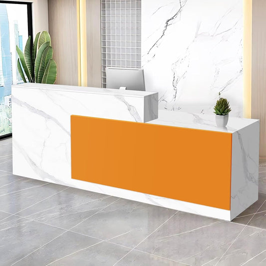 Reception Desk with Counter Modern Checkout Counter with Lockable Drawer Keyboard Tray Receptionist Desk for Office Salon Reception Table U Right 47inch/120cm