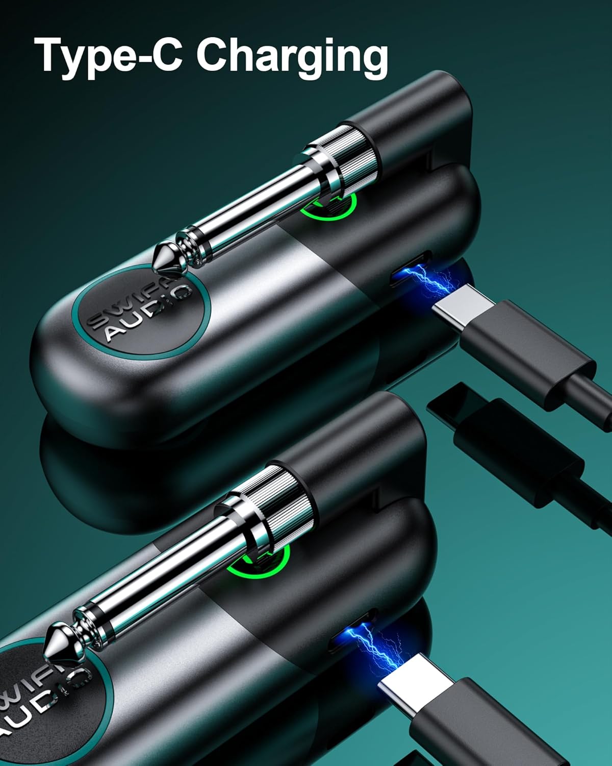 Wireless Guitar System, SWIFF Wireless Guitar Transmitter Receiver with 10 Channels, Dual Interface Design Guitar Wireless System for 6.35mm/3.5mm Audio Devices