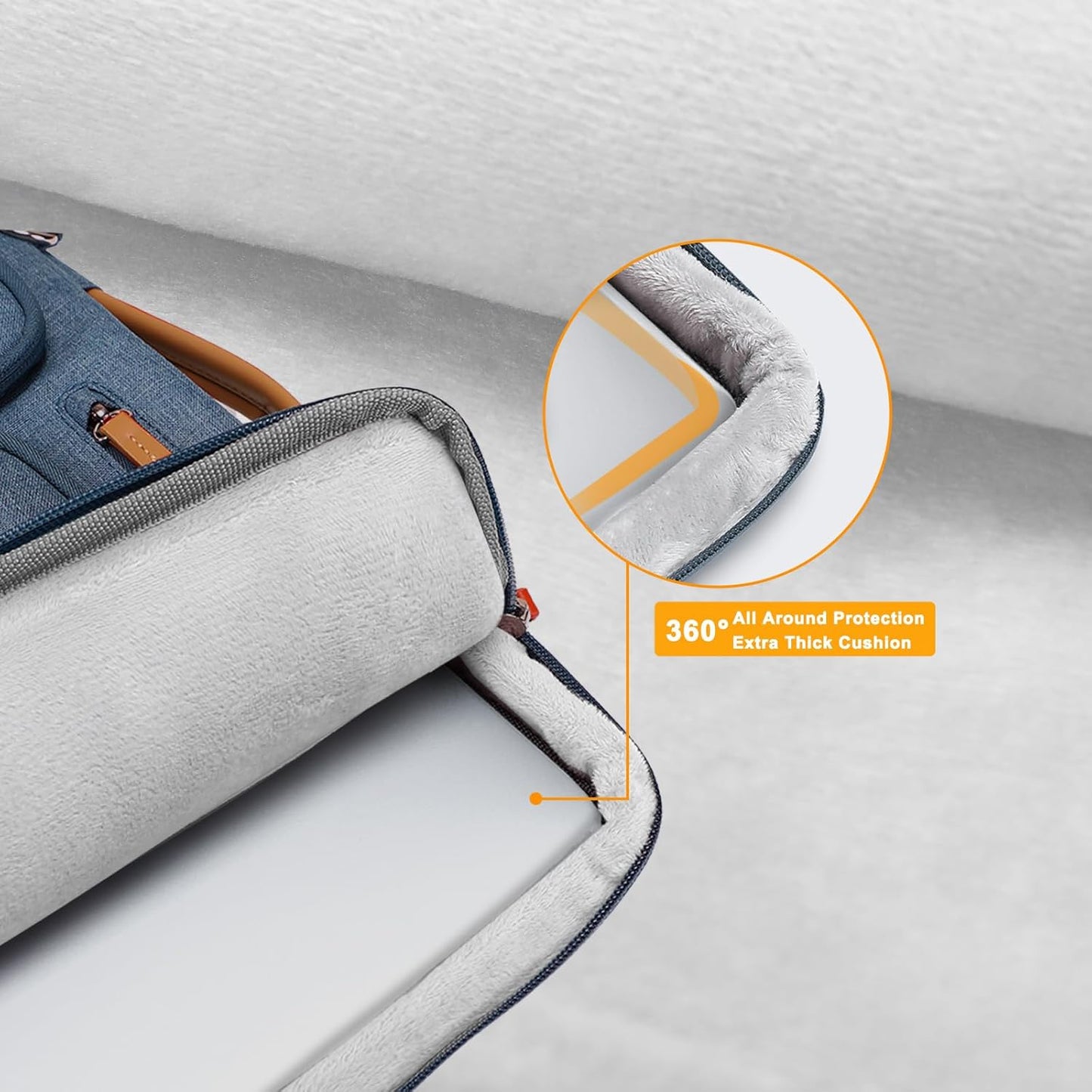 MOSISO 360 Protective Laptop Shoulder Bag,13-13.3 inch Computer Bag Compatible with MacBook, HP, Dell, Lenovo, Asus Notebook,Side Open Messenger Bag with 4 Zipper Pockets&Handle, Haze Blue