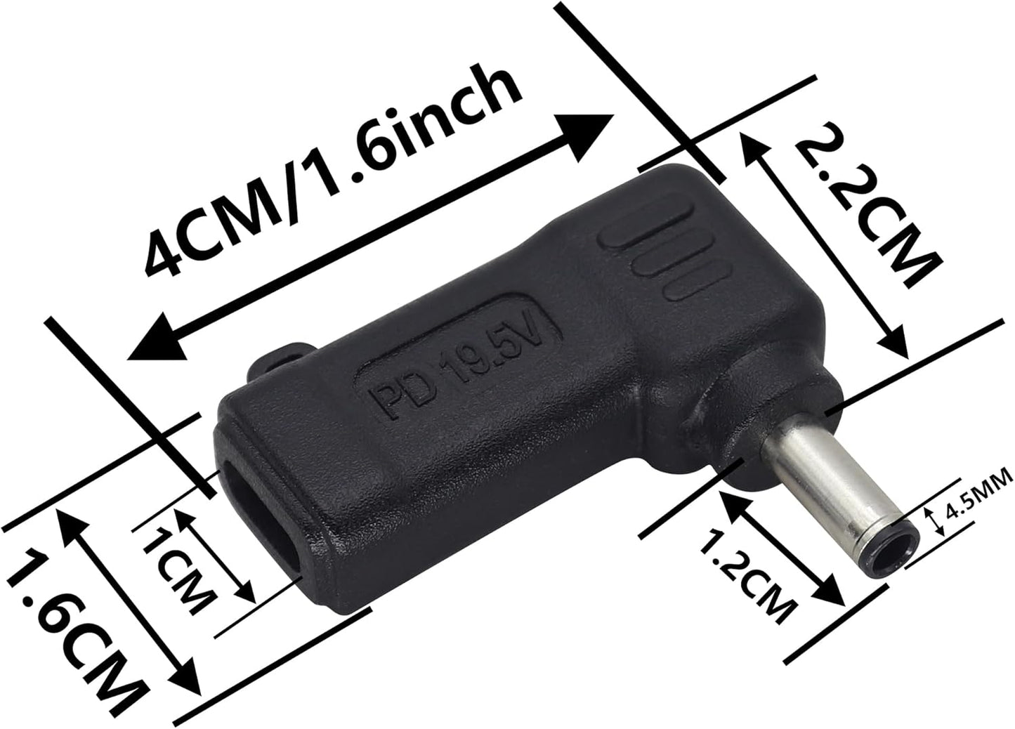 90W PD Power Charger Connector Adapter USB C to 4.5mm Laptop Charging Adapter Type C Female to DC 4.5 x 3.0mm Male Plug PD Power Charger Connector for H-P/De-ll[DP-4530]