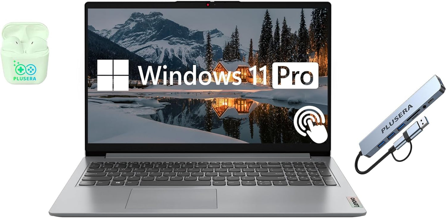 Lenovo IdeaPad 15.6” FHD Touchscreen Laptop, 40GB RAM 2.5TB Storage (2TB SSD+512GB Docking Station Set), 6-Cores Intel Core i3, Windows 11 Pro with Microsoft Office Included, Plusera Earphones