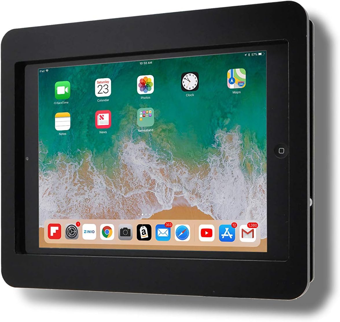 TABcare Anti-Theft Acrylic VESA Enclosure for Apple iPad 7/8/9 10.2" with Free Wall Mount Kit & 90-Degree Angle Charge Cable (iPad 7/8/9 10.2", Black)
