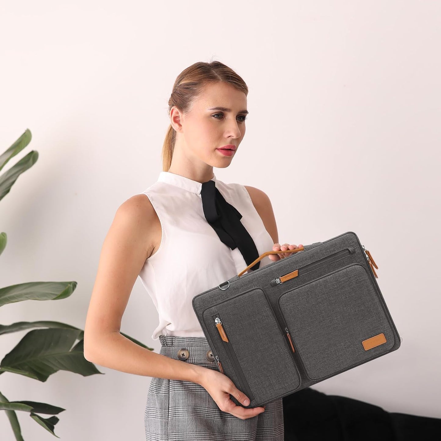 MOSISO 360 Protective Laptop Shoulder Bag,15 inch Computer Bag Compatible with MacBook Air M4 M3 M2/Pro A1990 A1707, Dell XPS Plus,Side Open Messenger Bag with 4 Zipper Pockets&Handle, Taupe Gray