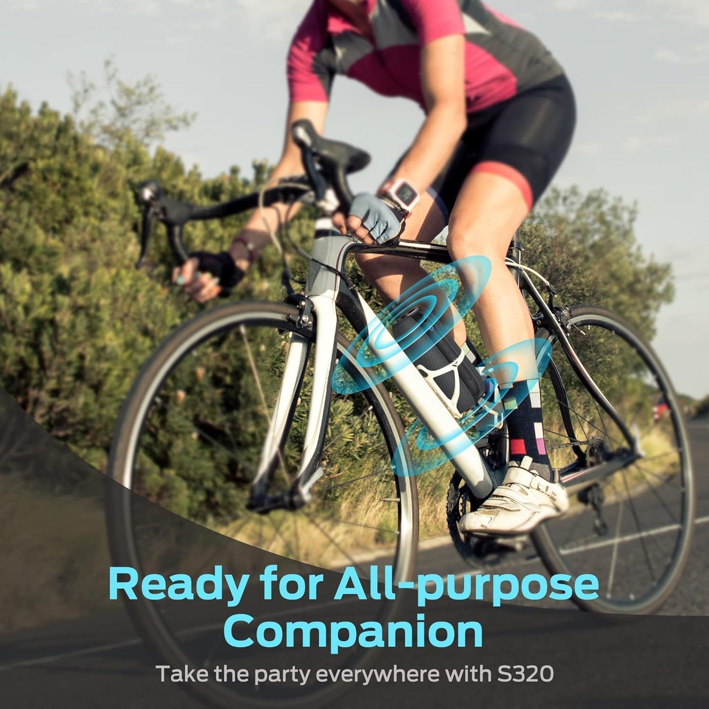 Monster S320 Portable Bluetooth Speaker,360°Stereo Surround Sound Effect, IPX7 Waterproof Speaker,32 Hours of Extra Long Playback Time, for Home Outdoor,Gold Black