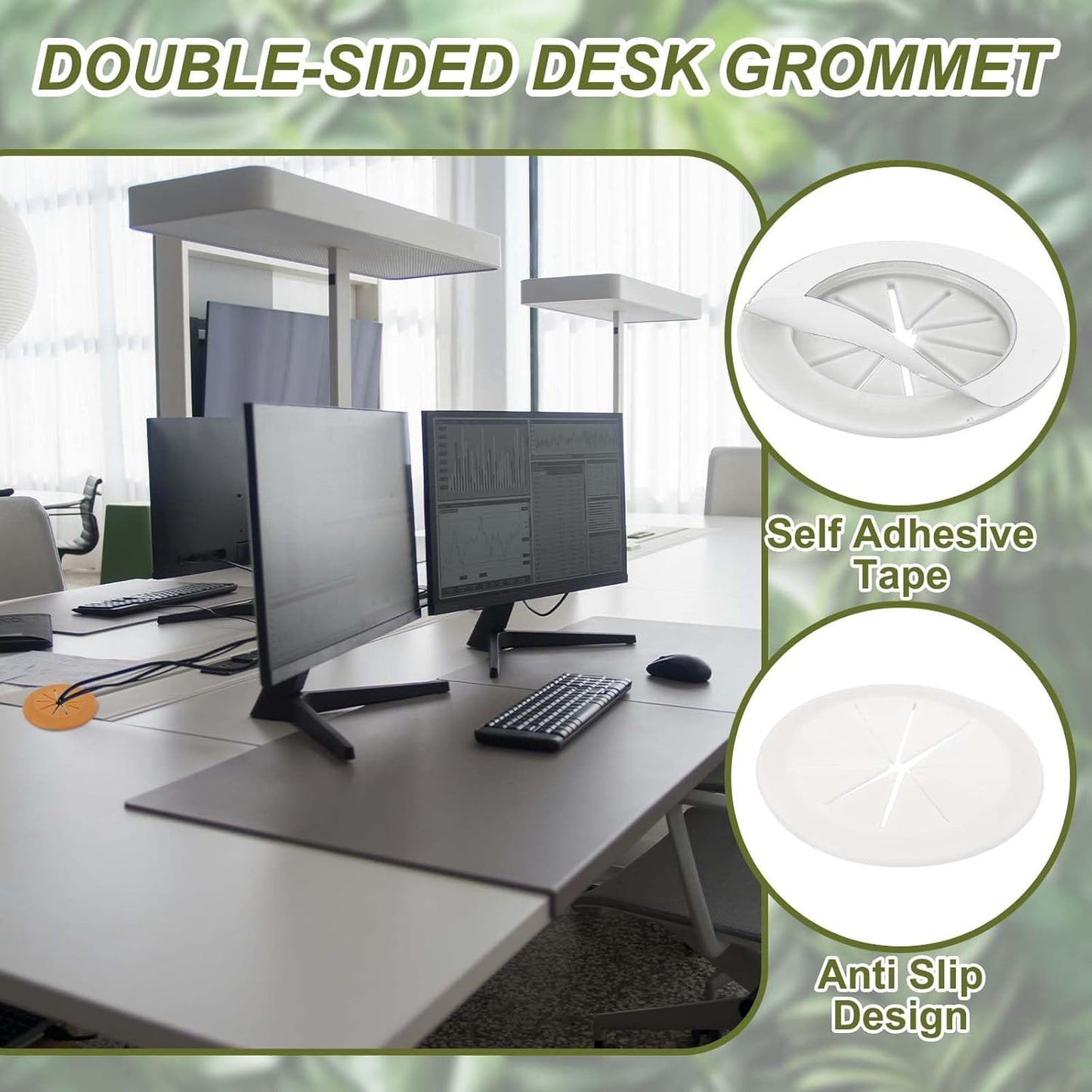 PATIKIL Desk Grommet 2-3/8", 4 Pcs Round Cable Grommet Cord Hole Cover with Adhesive Tape Flexible Table Wire Organizer for Office Home Table Countertop, Light Gray