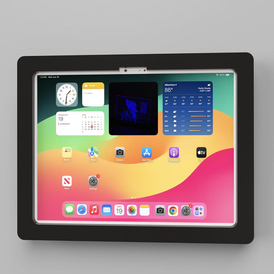 TABcare Anti-Theft Acrylic VESA Enclosure for Apple iPad Pro 11" 2024 (5th gen) with Free Wall Mount Kit & 90-Degree Angle USB C Cable (iPad Pro 11 2024, Black)