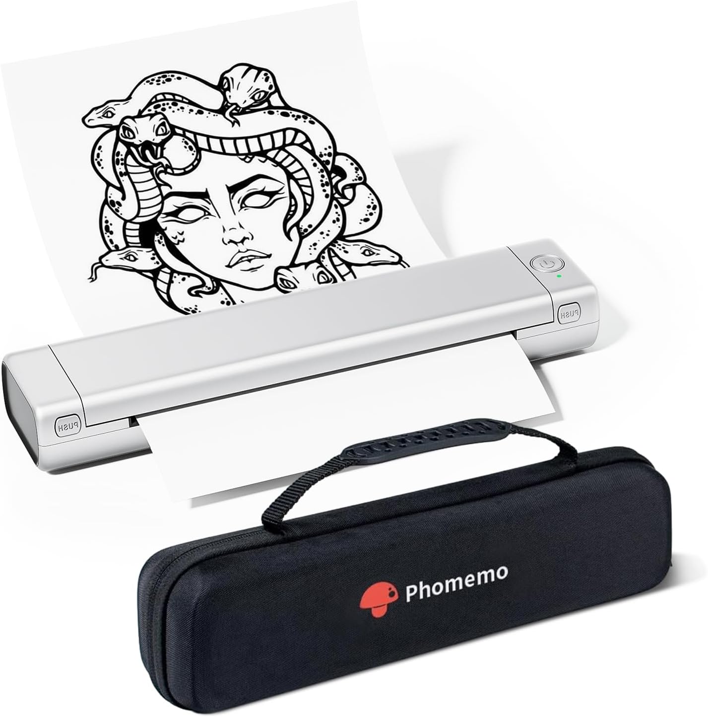 Phomemo Inkless Portable Printer for Travel - Wireless Thermal Printer Compatible with Phone & Laptop, Bluetooth Printers Supports 8.5" X 11" Letter Thermal Paper, Come with Carry Case