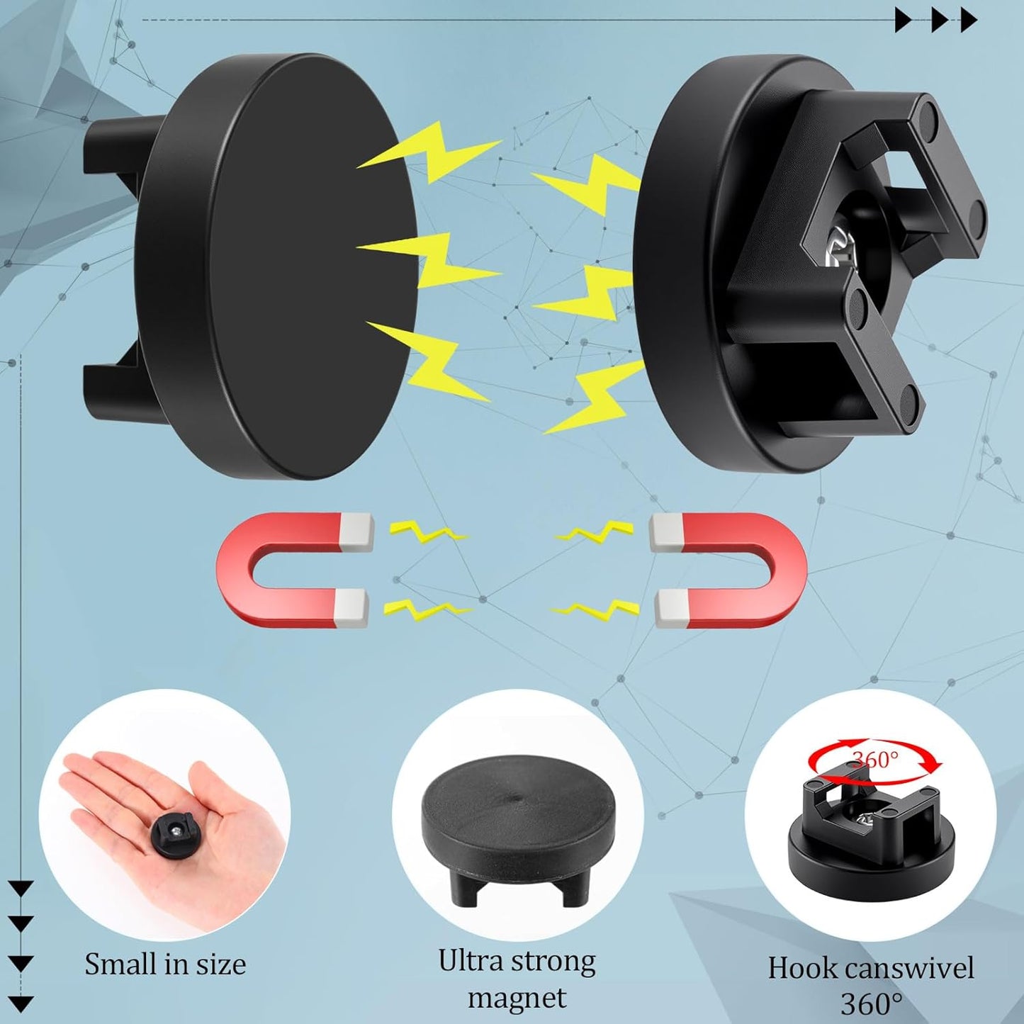 Yookeer 180 Pieces Magnetic Zip Tie Mount Multipurpose Cable Holder Magnets Magnetic Wire Management Bases with Heavy Duty Zip, Mount Nylon Cable Ties in Total (31mm)