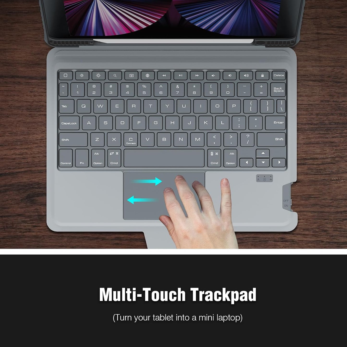 Nillkin iPad Air 13 inch Case Keyboard (M3,2025/M2,2024), Slide Camera Cover, iPad Pro 12.9 Protective Case with Backlit Wireless Detachable Keyboard, Multi-Touch Trackpad and Pencil Holder, Grey