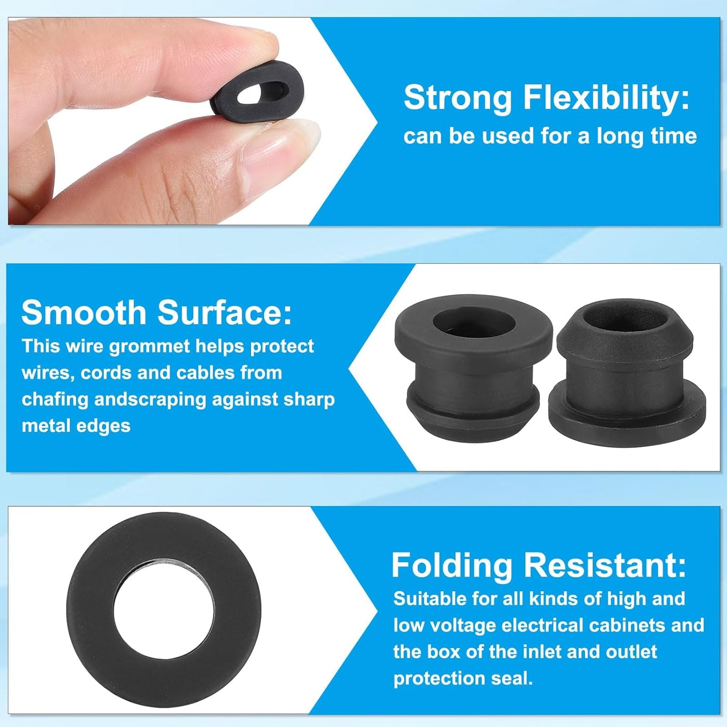 PATIKIL 10.5mm / 7/16 Inch Drill Hole,5/16 Inch ID Rubber Grommets, 12Pcs Top Hat Grommet for Wiring Eyelet Ring Gasket Automotive Firewall Cable Hole Plugs Wires Protection, Black