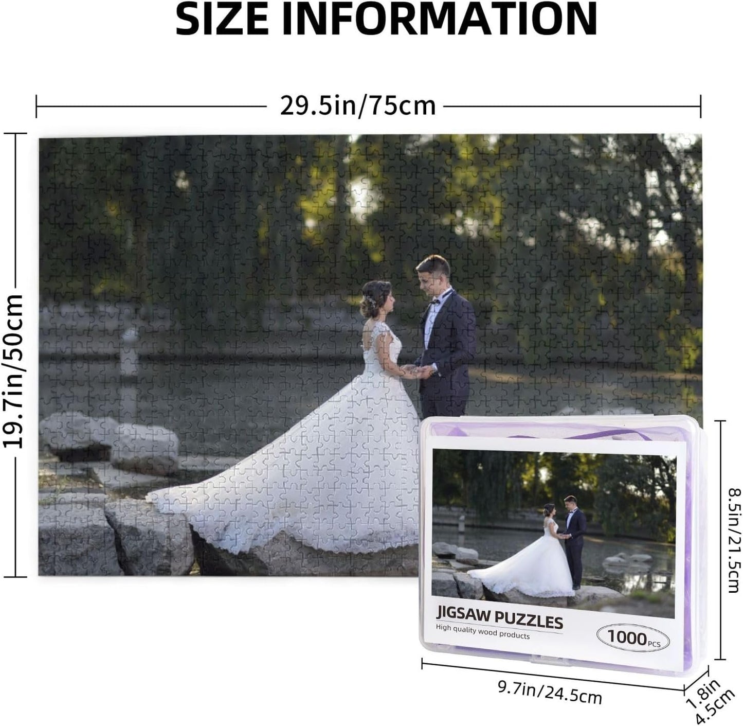 Custom Jigsaw Puzzle from Photos 300/500/1000 Pieces Personalized Wooden Picture Puzzles Gift for Adult Family Friends,Birthday,Valentine's Day (Horizontal 1000PCS)