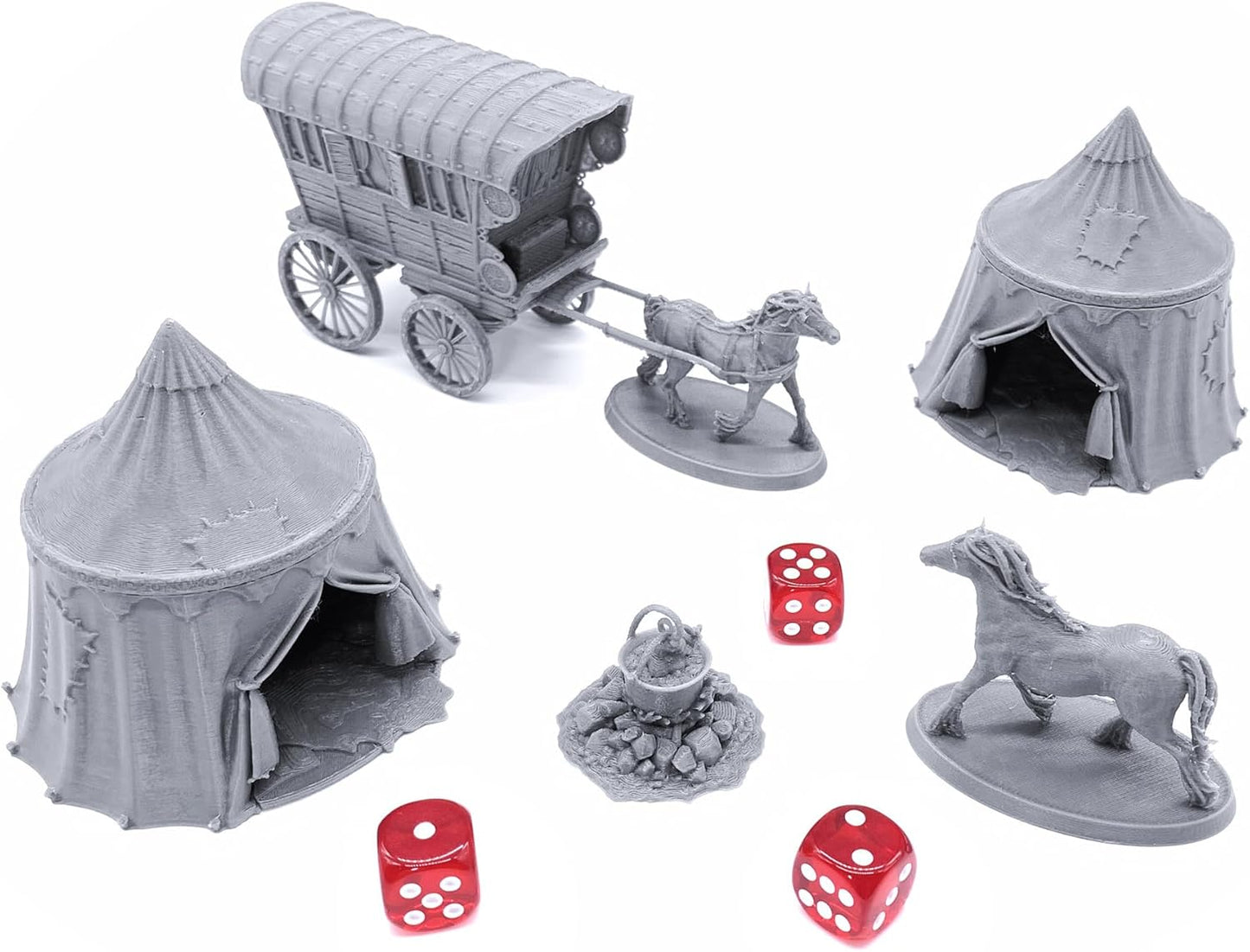EnderToys Traveler's Camp I by Printable Scenery, 3D Printed Tabletop RPG Scenery and Wargame Terrain 28mm Miniatures