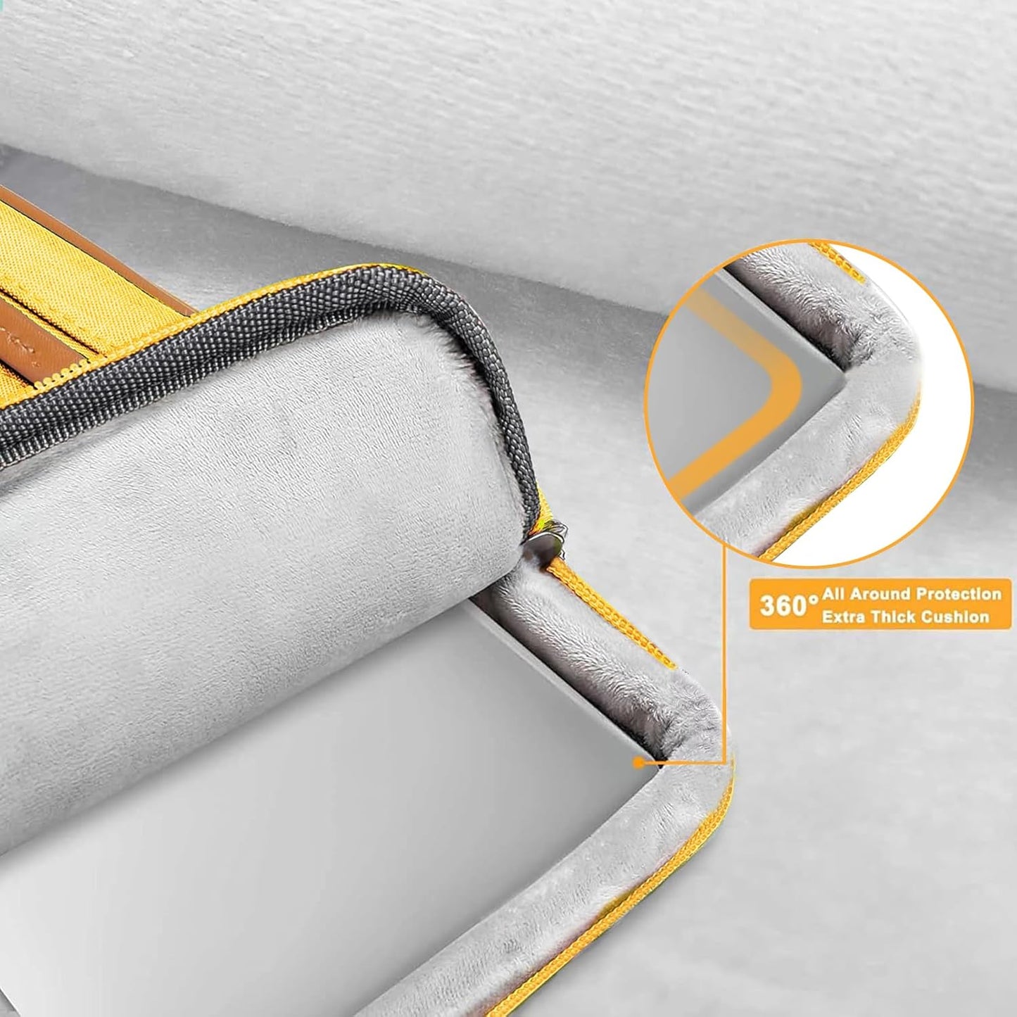 MOSISO 360 Protective Laptop Shoulder Bag,15-15.6 inch Computer Bags Compatible with MacBook Pro 16 inch, HP, Dell, Lenovo, Asus Notebook,Side Open Messenger Bag with 4 Zipper Pockets, Yellow