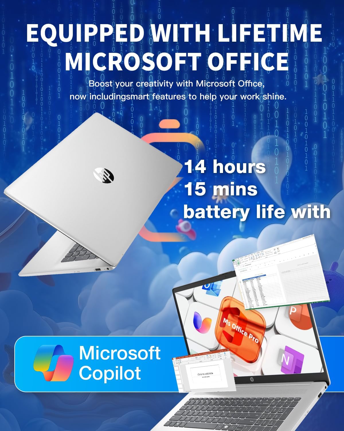 HP 17 Laptop, 17.3" HD+ Anti-Glare Display, Intel 8-Core i3, 32GB RAM, 1TB SSD, Windows 11 Pro, Copilot AI Key, Numeric Keypad, WiFi 6, w/Accessory