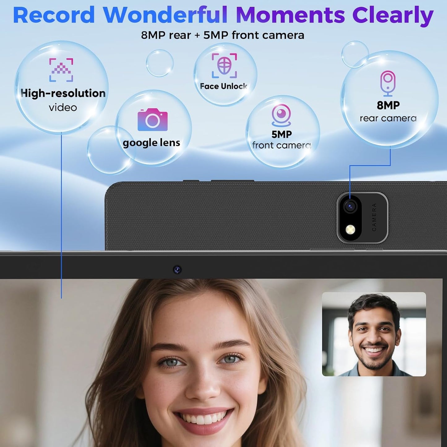 Android Tablet with Keyboard, 26GB RAM, 256GB ROM(1TB Expand), 10.1 inch Android 14 Tablet, 8000mAh Battery, BT 5.0, GMS Certified, 2.4G&5G WiFi, 2 in 1 Tablets with Mouse, Case, Stylus(Pink)