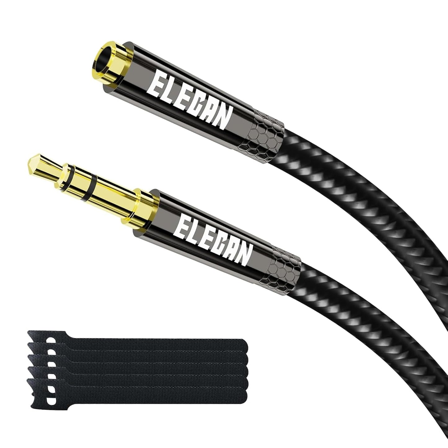 Elecan Headphone Extension Cable 15 Ft, 1/8 Inch 3.5 MM AUX Cord Wire Male to Female, Hi-Fi Sound Thin&Slim Braided TRS Stereo Audio Beats Cable Extender for Car,Home Stereos, Speaker,Phones