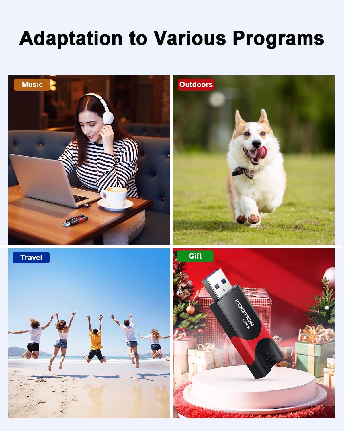 KOOTION 128GB USB Thumb Drive 3.1 Flash Drive Ultra High Speed up to 150MB/s, Retractable Memory Stick, 128G External Solid State Flash Drive