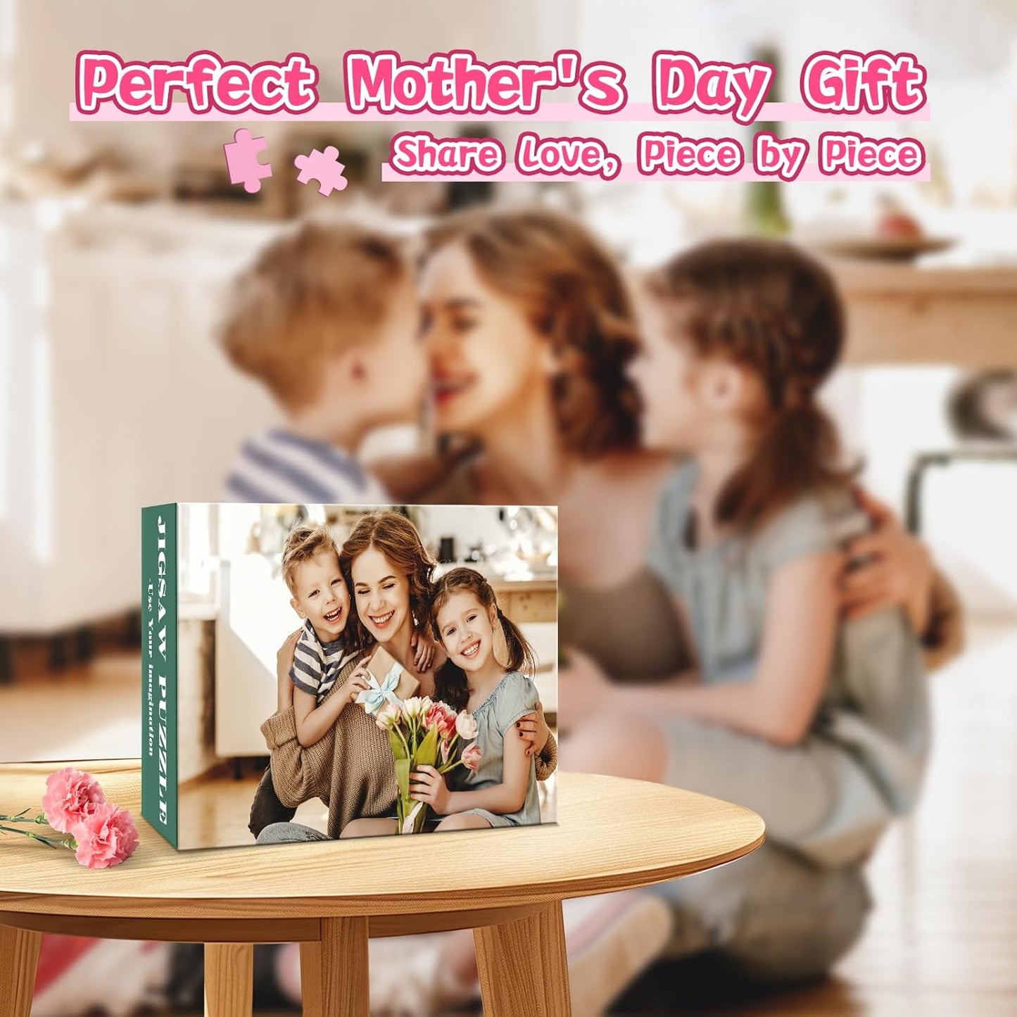Personalized Puzzle Gifts for Mothers Day, Custom Photo Puzzle for Mom from Daughter Son Kids, Mom Gifts for Wife from Husband, Customized Presents for Mother's Day Birthday Christmas