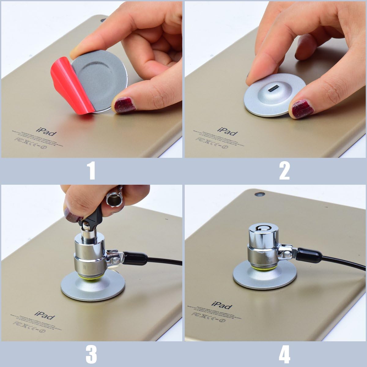 I3C Anchor Plate Adhesive Security Plate, Laptop Lock Plate with Slot, Universal Lock Plate for Laptop, Monitor, Smart Phone,Tablet, Other Electronic Products (Silver 4 Pack)