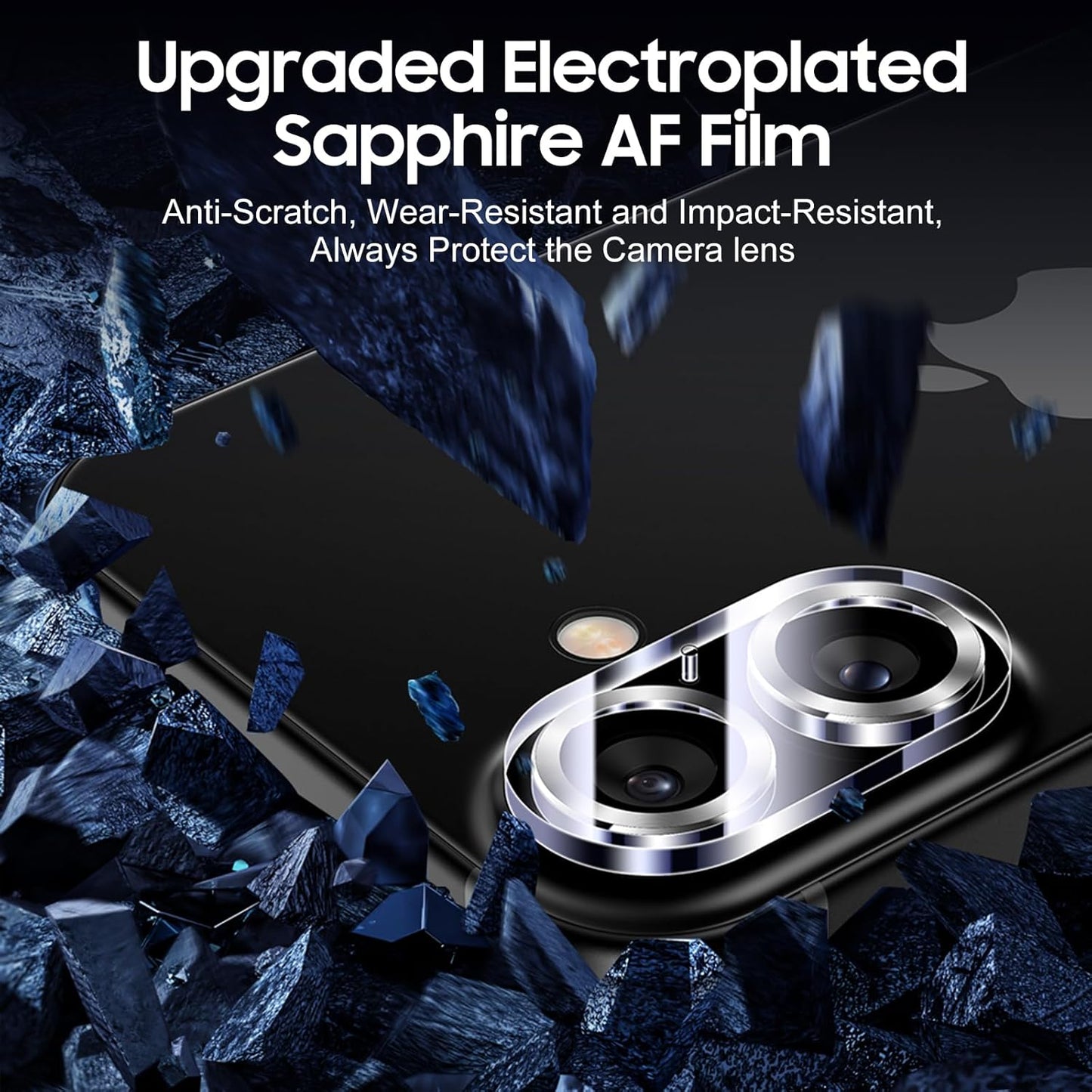 UniqueMe for 3 Pack iPhone 16 / iPhone 16 Plus Camera Lens Protector - [Drop Protection] [Case Friendly] 9H Tempered Glass Camera Cover Screen [Update New Version] - Silver