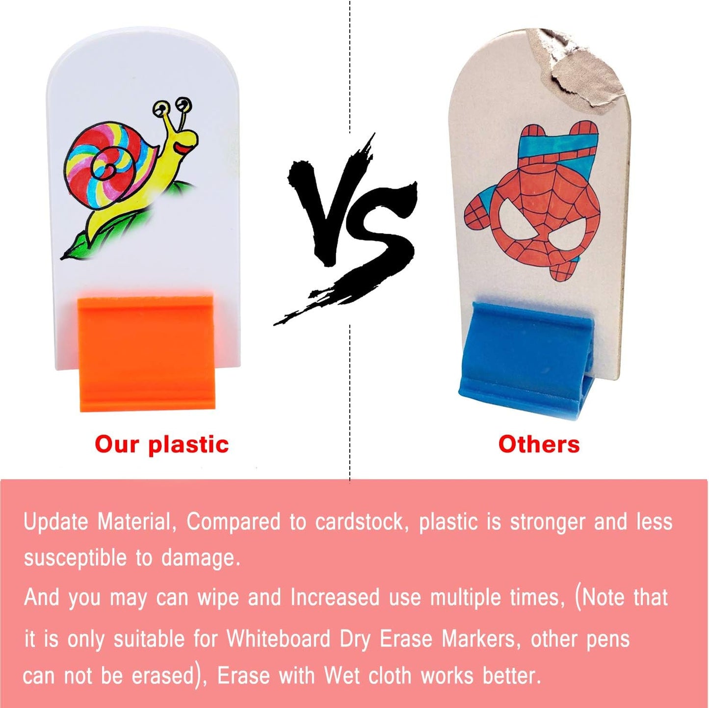 Meetory 45-Piece Blank Game Board Markers, 35-Piece Game Card Stands, 2 Black Pens, Plastic Token Cards, 7 Multi-Color Card Stands for Party Favor