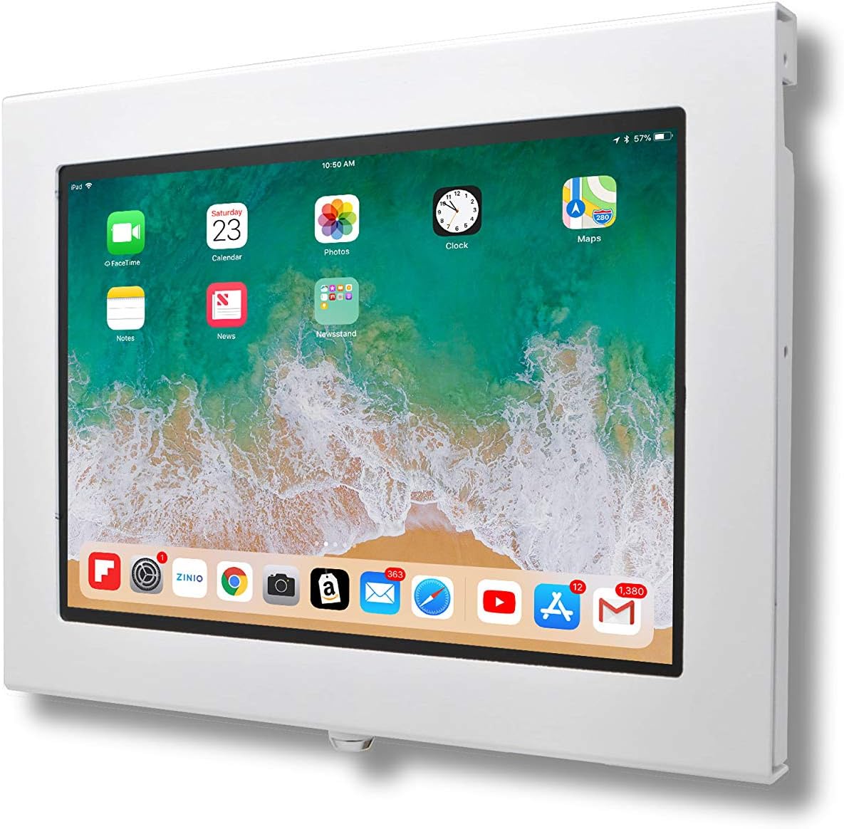 TABcare Locking Security Metal Case for Apple iPad Pro 12.9" 1/2 Home Button & Front Camera Blocked (White, iPad Pro 12.9 1/2)