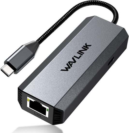 WAVLINK USB C to Ethernet Adapter 2.5 Gbps, USB to 2.5G Ethernet Adapter with 95W Power for Laptop, USB-C to RJ45 Network Converter (Thunderbolt 4/3 Compatible) for Windows, Mac OS, iPad OS and More