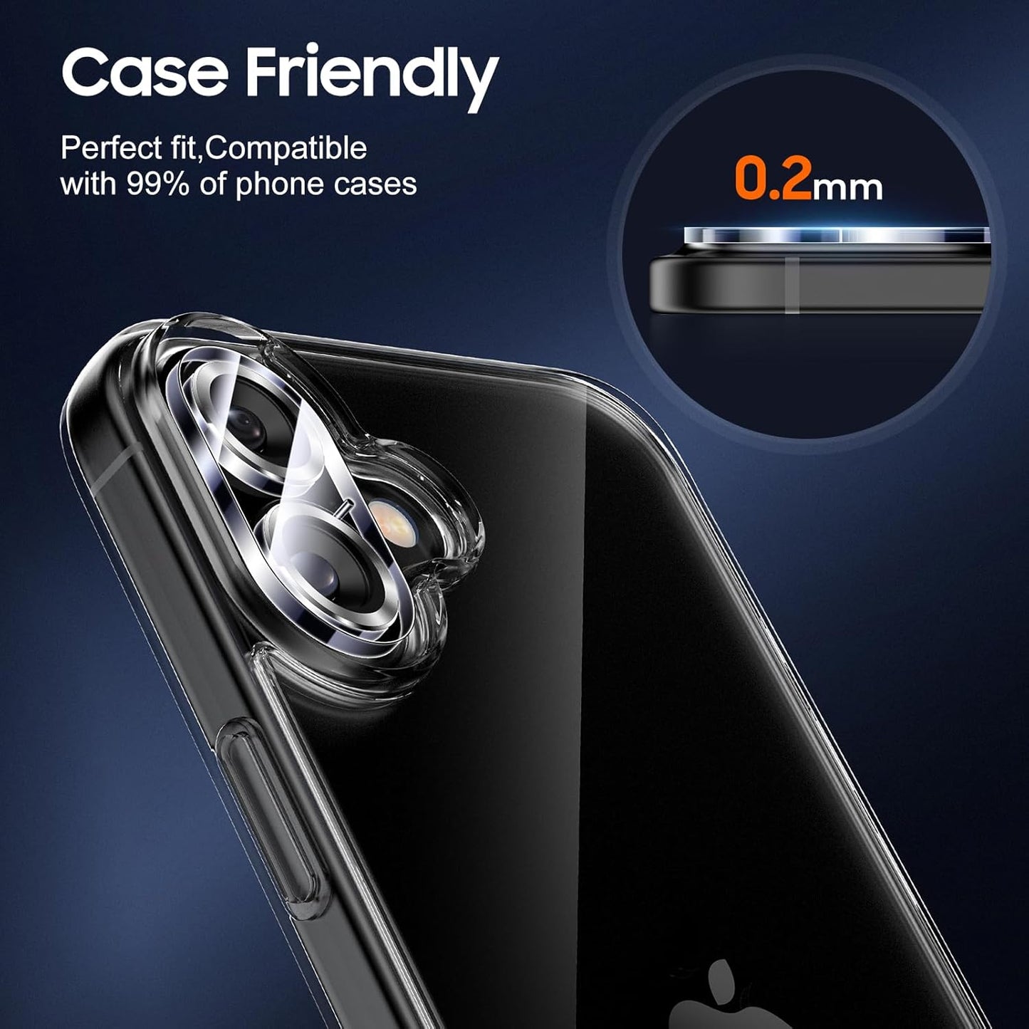 UniqueMe for 3 Pack iPhone 16 / iPhone 16 Plus Camera Lens Protector - [Drop Protection] [Case Friendly] 9H Tempered Glass Camera Cover Screen [Update New Version] - Silver