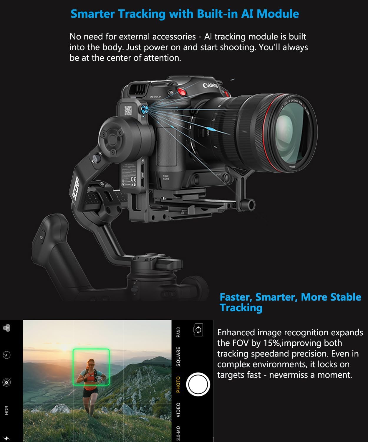 FeiyuTech SCORP 3 KIT Gimbal Stabilizer for DSLR and Mirrorless Camera,Built-in AI Tracking,Detachable Handle,3-Axis Gimbal for Sony/Canon/Nikon/Fujifilm, Max 7.721lbs,Touch Screen with Case