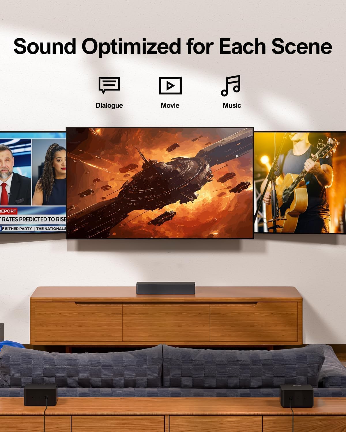 ULTIMEA 5.1 Sound Bar, 410W Dolby Atmos Surround Sound System for TV, 3D Sound Bars for Smart TV w/Subwoofer, Adjustable Surround & Bass, Home Audio w/APP Control, Poseidon D60(New 2025 Version)