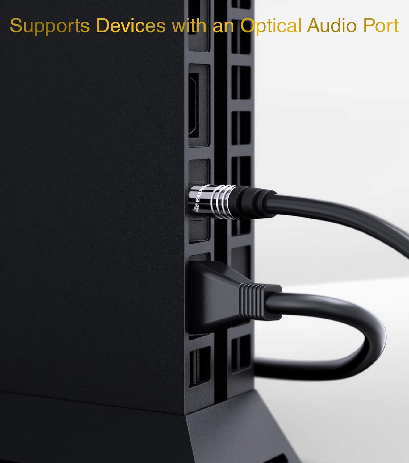 BlueRigger Digital Optical Audio Toslink Cable (50FT, Fiber Optic, Aluminum Shell, 24K Gold-Plated) - Compatible with Home Theatre, Sound Bar, TV, Xbox, PlayStation PS4 – Premium Series