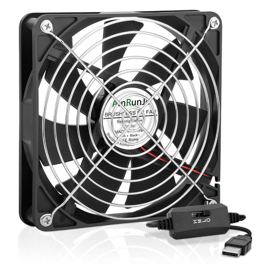 140mm x 25mm USB Computer Fan with 3 Speed Degree 5v PC Cooling Fan for DVR Receiver PlayStation Xbox AV Cabinet