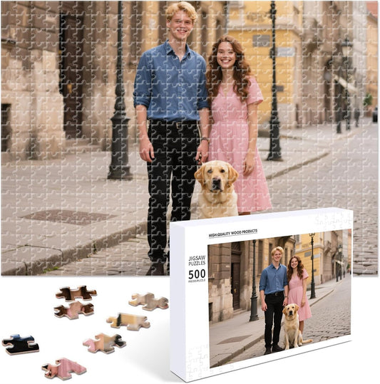 Custom Photo Puzzle – Personalized 500‑Piece Jigsaw Puzzle from Your Photos – Unique Custom Gift for Adults, Families, Weddings, Couples, Anniversaries, and Cartoons(500-horizontal)