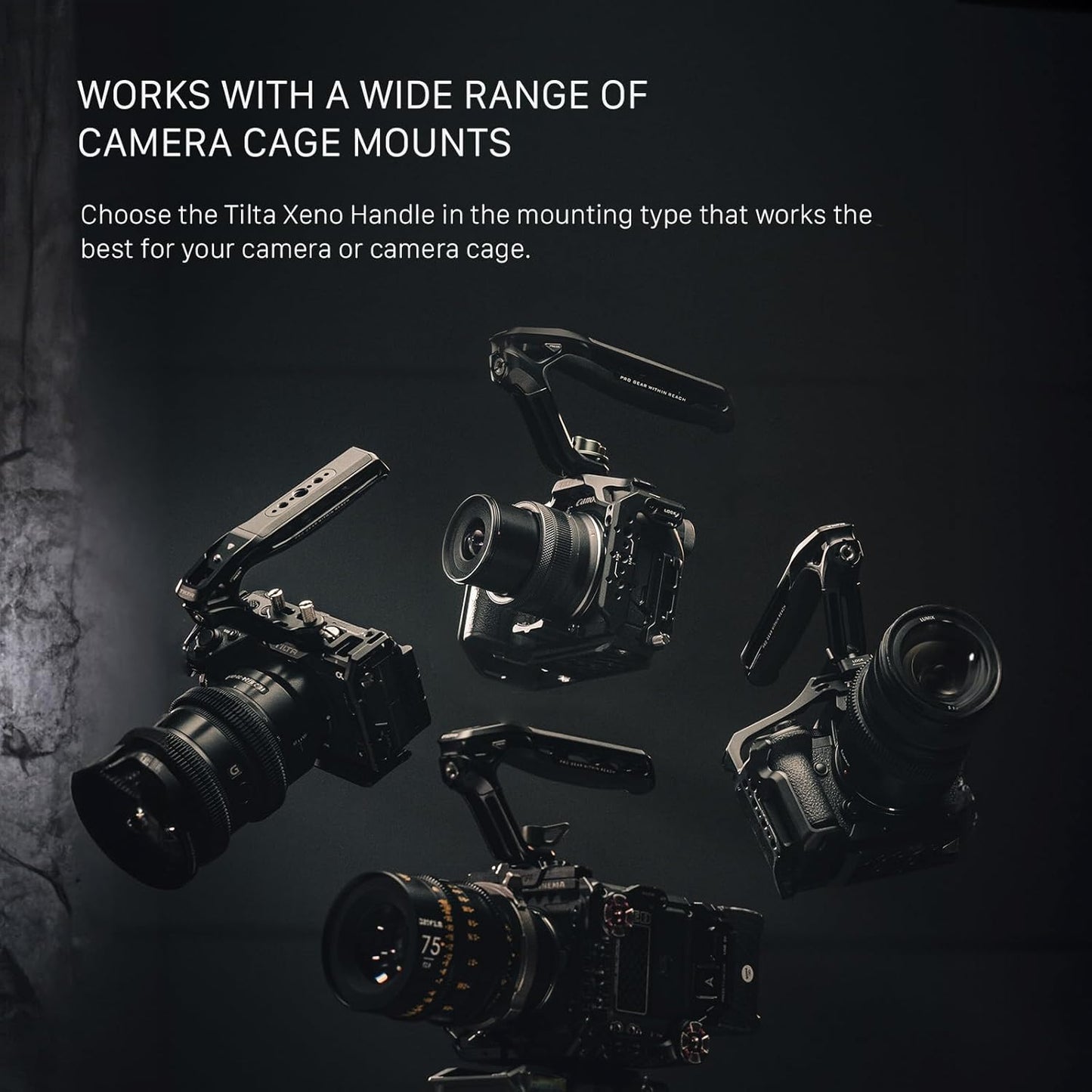 Tilta Xeno Top Handle for Filmmakers & Cameras - Titanium Gray | Aluminum Alloy and Silicone Build | 1/4″-20 and 3/8″-16 Threads w/Locating Points | Safety Release Pin | Comfortable Handling (NATO)