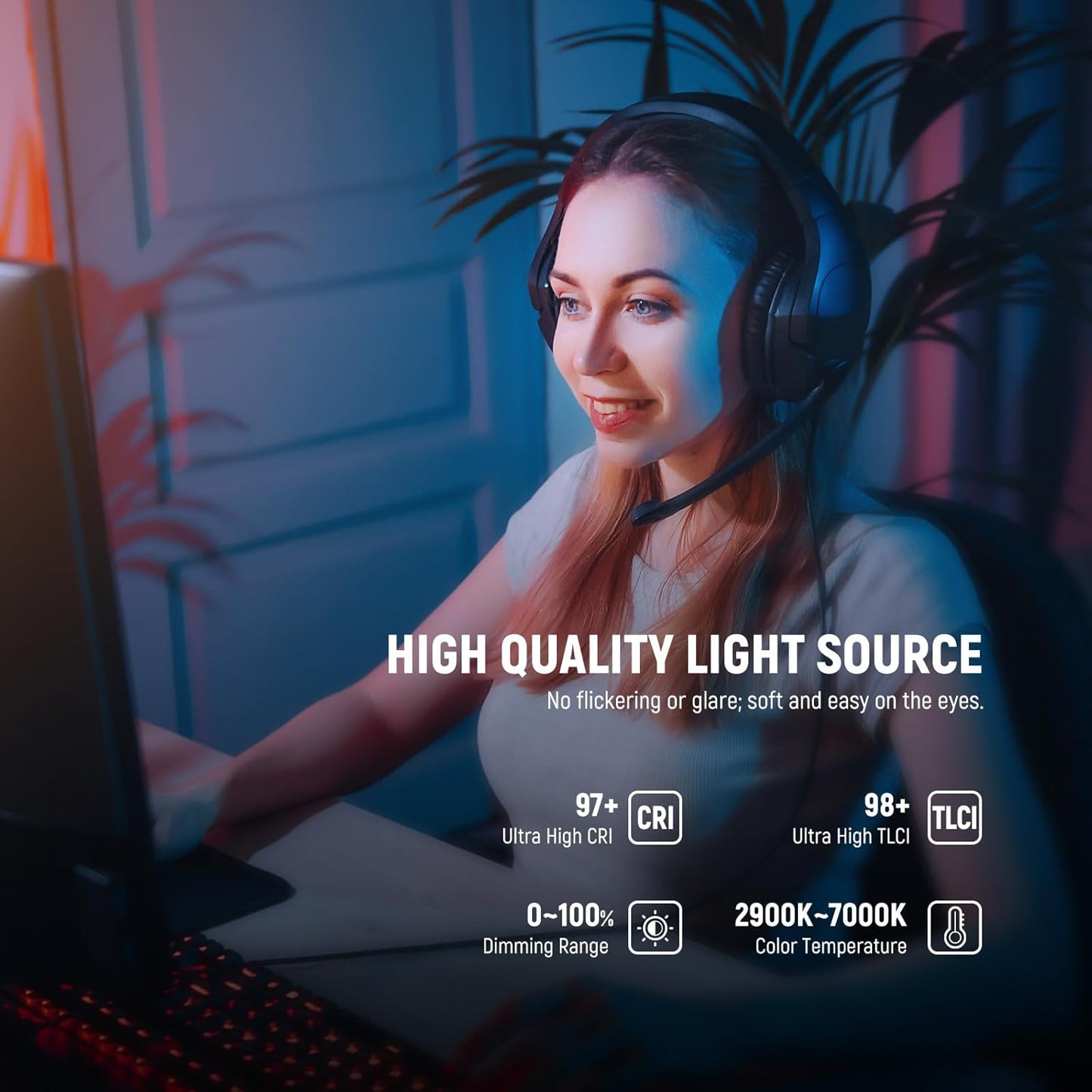 NEEWER GL1 PRO 15.5" Key Light Streaming Light, Video Light with 2.4G PC/Mac iOS/Android APP Control, 2800LM LED Panel Light with Desk Clamp Compatible with Elgato Stream Deck for Gaming Zoom, Silver
