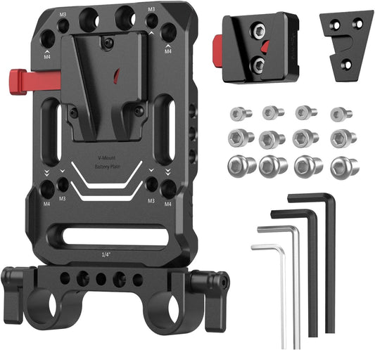 SmallRig Battery Plate with V-Lock Mount with Dual 15mm Rod Clamp Kit for Camera Power Supply - 4958