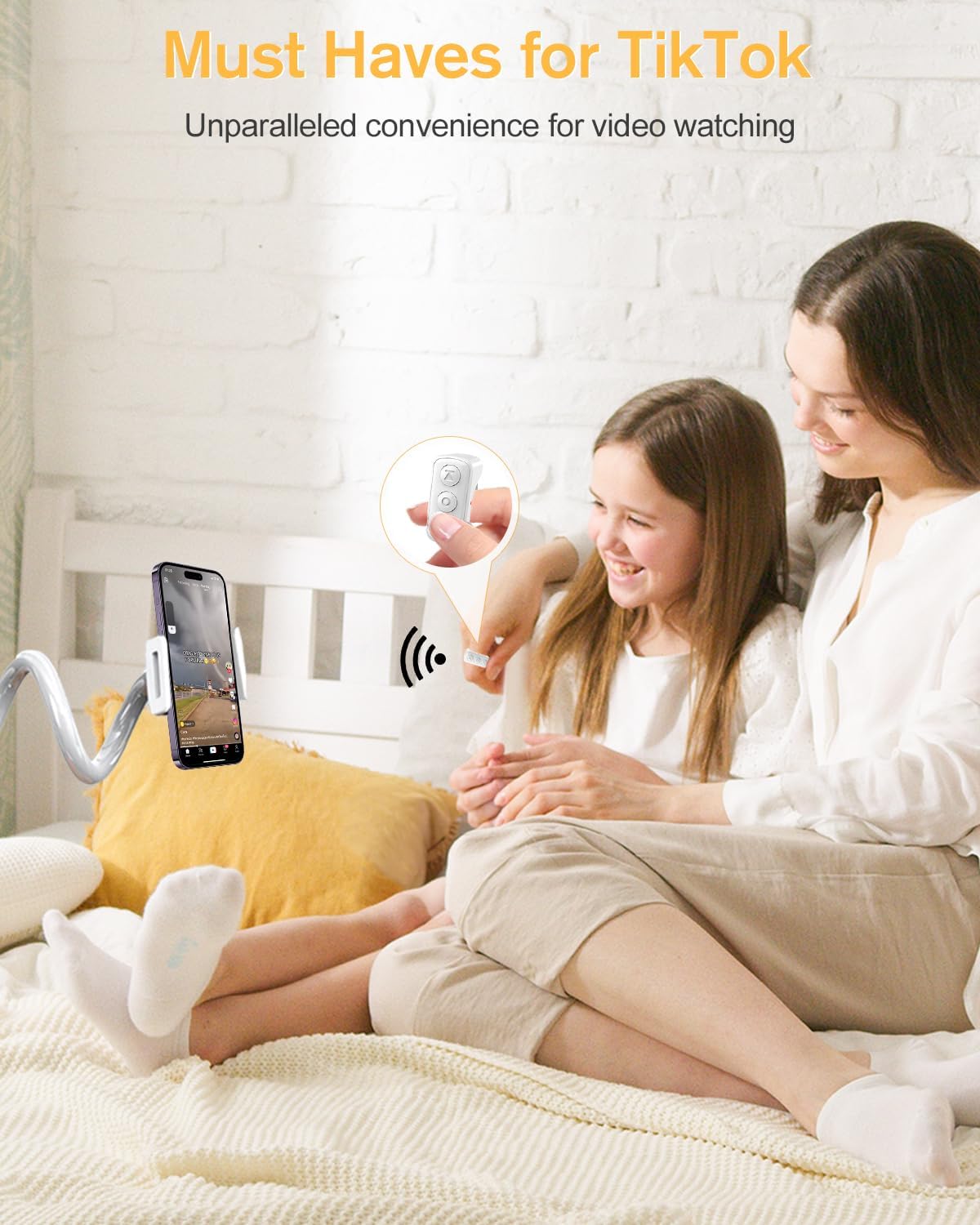 ADZERD Remote Control for TikTok, Page Turner for iPhone/iPad, Bluetooth Camera Video Recording Remote, Scrolling Ring for TIK Tok, Compatible with iOS/Android Phones & Tablets - White