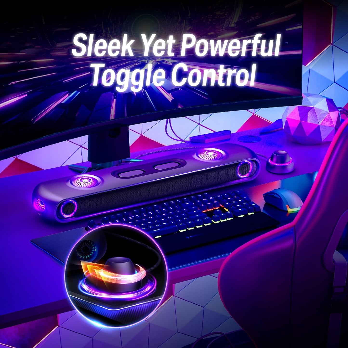 OXS Thunder Pro Gaming Soundbar with 5.1.2 Dolby Atmos Surround Sound System, Built-in Woofer, Bluetooth Multi-Connection, 3 Pro Gamer Modes, Sleek Toggle Design, for Pcs and Gaming Consoles