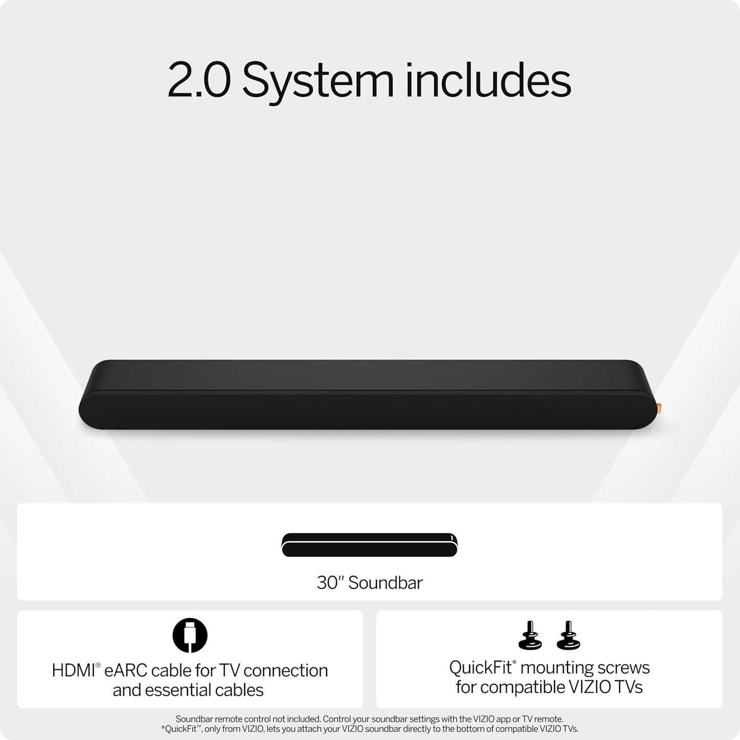 VIZIO 2.0 Soundbar w/Dolby Atmos & DTS:X, Bluetooth Speaker, QuickFit™ Compatible – SV200M-08 (New, 2024 Model)