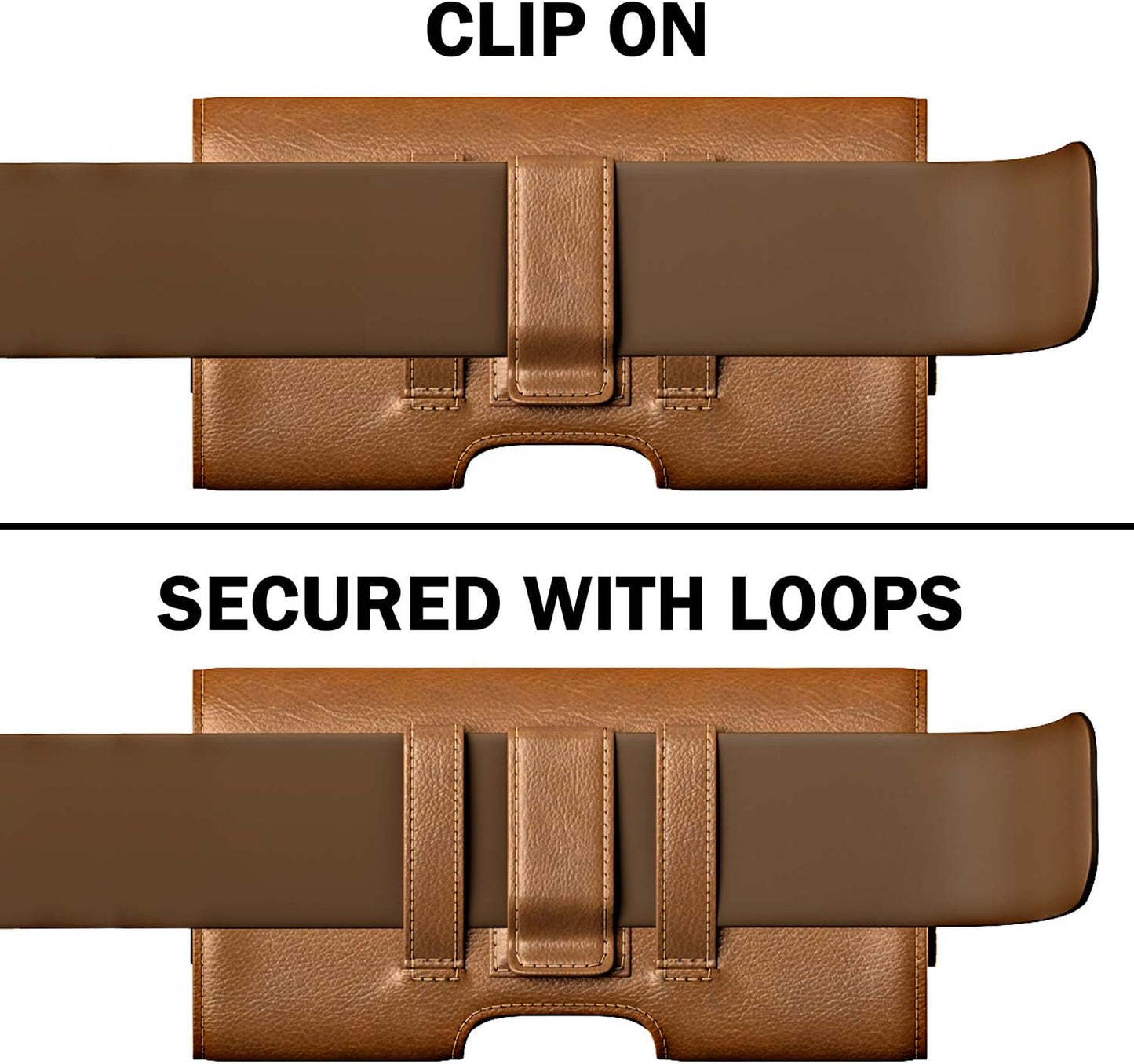 PiTau Holster for iPhone 16, 16 Pro, 15, 14, 13, 12, Xs, X, 11, XR - Premium Cell Phone Case with Belt Clip [Magnetic Closure] ID Card Holder Pouch (Fits Otterbox Case) Brown