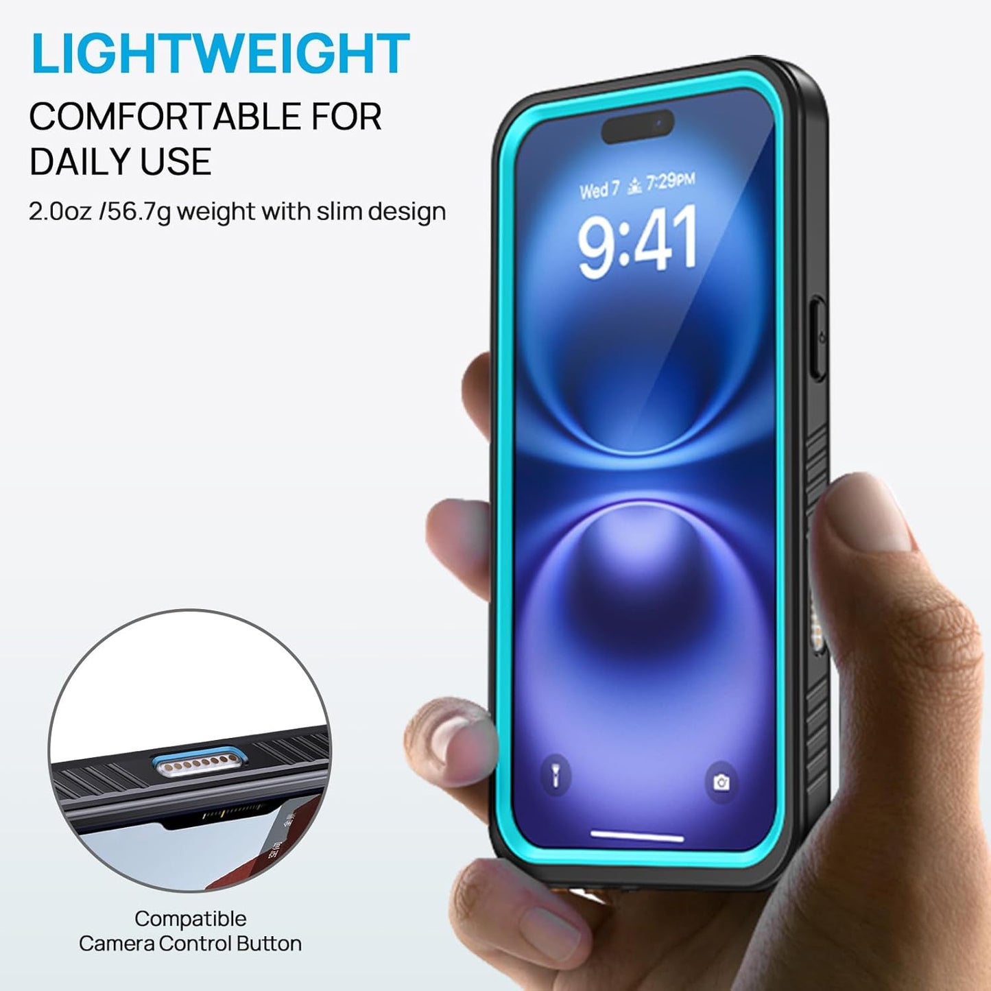 Lanhiem for iPhone 16 Case, IP68 Waterproof Dustproof Shockproof Cases with Built-in Screen Protector, 360 Full Body Protective Heavy Duty Rugged Phone Cover for iPhone 16-6.1 inch (Blue)