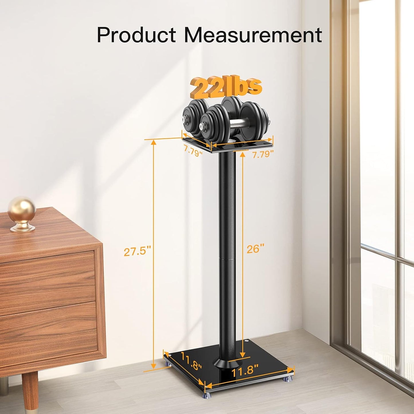 Perlegear Universal Speaker Stands for Surround Sound up to 22lbs - 28 Inch Bookshelf Speaker Stands for Bose, Polk, JBL, KEF, Klipsch & Others, Floor Speaker Stand with Cable Management 1Pair- PGSS6