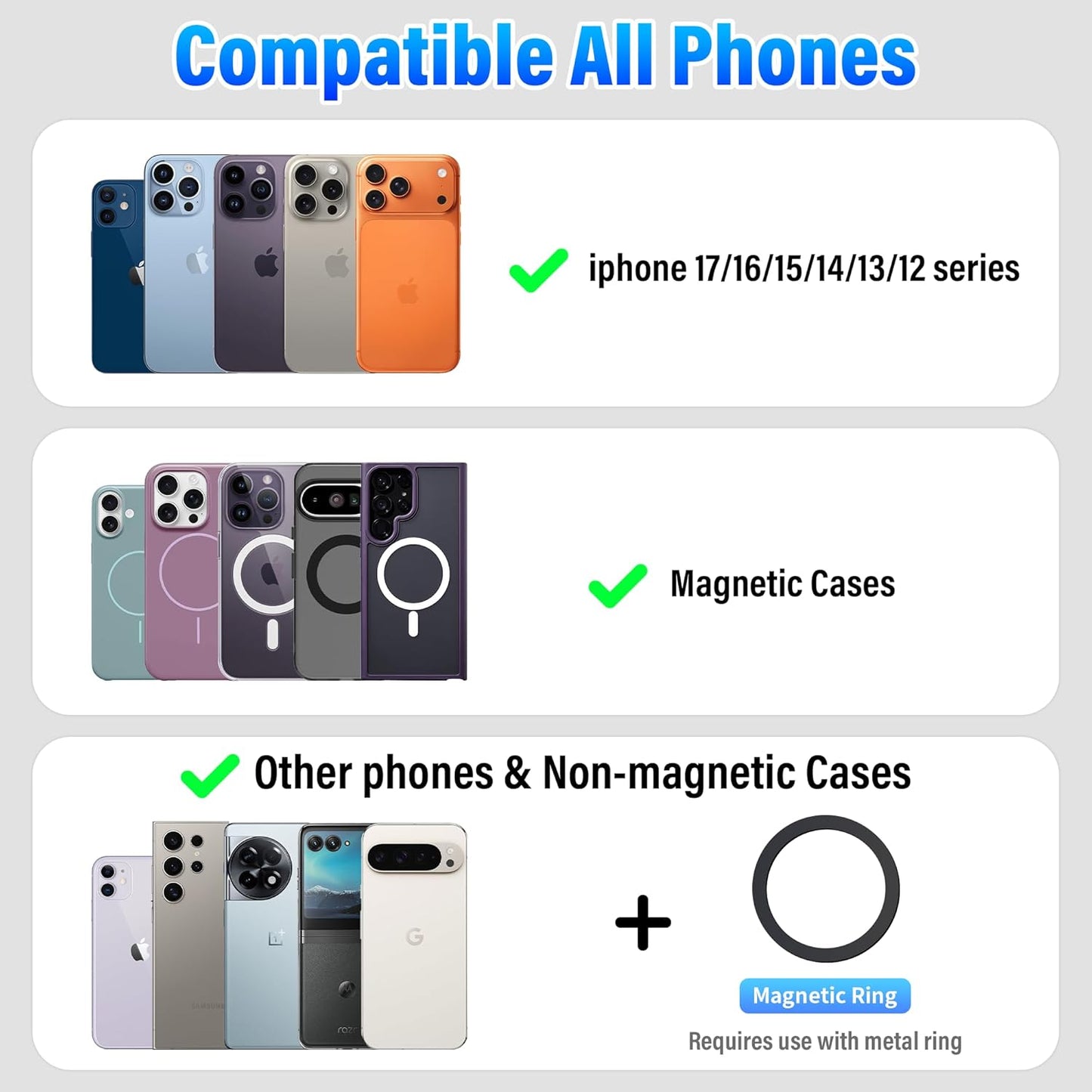 Magnetic Phone Holder for Magic Keyboard, Slim Portable Foldable Magnetic Phone Stand for iPad/Samsung Keyboard Cases, Compatible with Magsafe and Non-Magsafe All Phone (Purple)