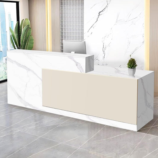 Reception Desk with Counter Modern Checkout Counter with Lockable Drawer Keyboard Tray Receptionist Desk for Office Salon Reception Table N Right 47inch/120cm