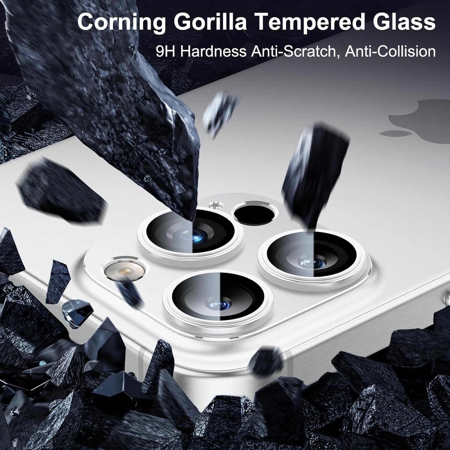 Esanik Upgrade 2 Pack for iPhone 16 Pro/iPhone 16 Pro Max Camera Lens Protector, Aluminum Alloy Metal matte Case Tempered Glass Camera Screen Cover, Scratch Resistant Case Friendly (White Titanium)