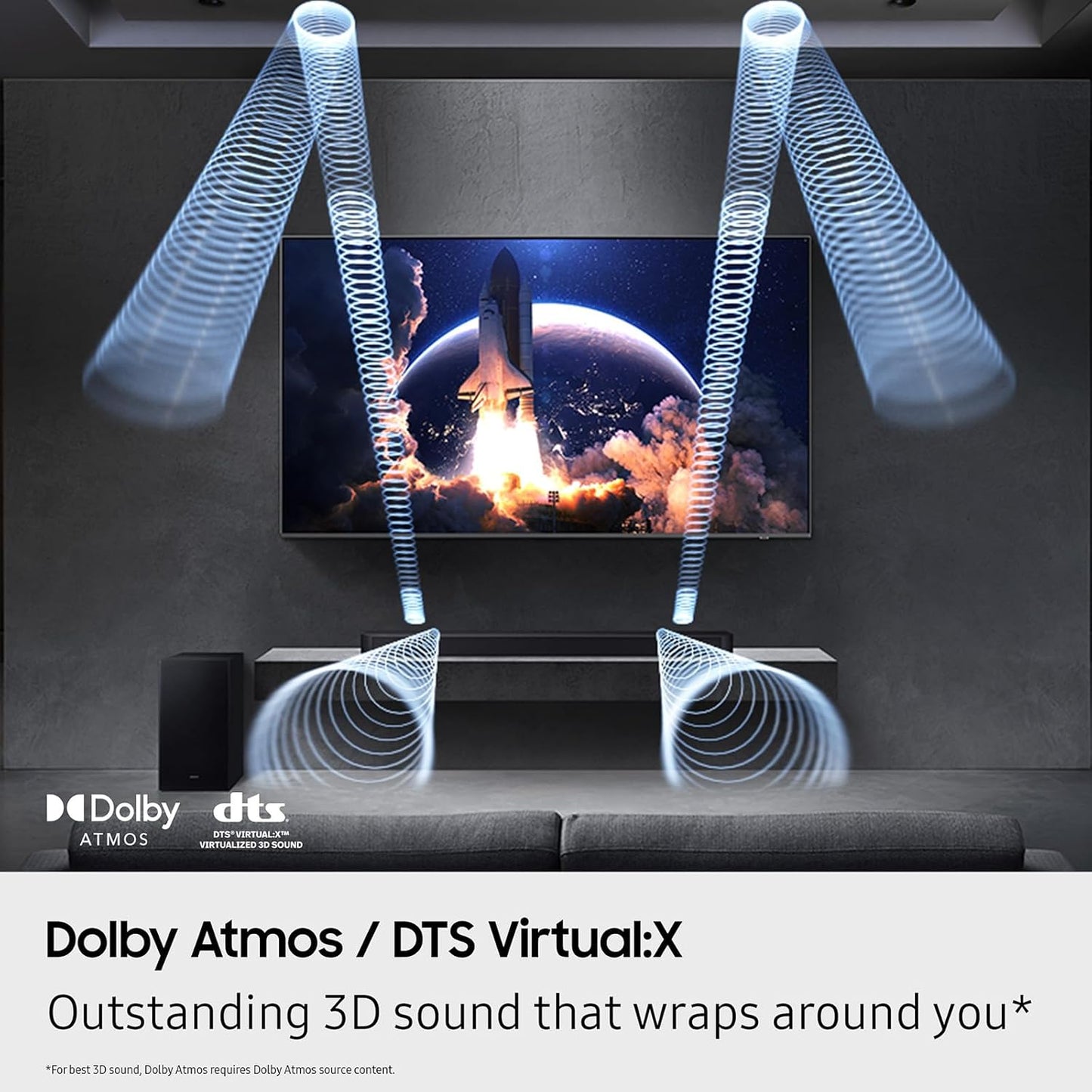 Samsung Q-Series Soundbar HW Q600F 3.1.2 ch Subwoofer (2025 Model) SpaceFit Sound Pro, Q-Symphony, Adaptive Sound