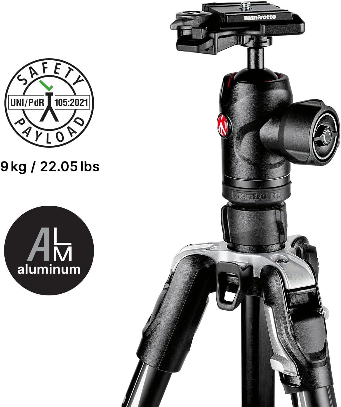 Manfrotto Befree Advanced Camera Tripod Kit with Twist Closure, Travel Tripod Kit with Ball Head, Portable and Compact, Camera Tripod in Aluminum for DSLR, Reflex, Mirrorless, Camera Accessories
